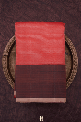 Zari Stripes Design Vermillion Red Kanchipuram Silk Saree
