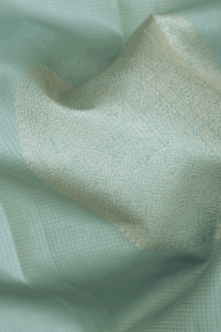 Kanchipuram Silk Saree In Soft Sage Green With Mandala Design