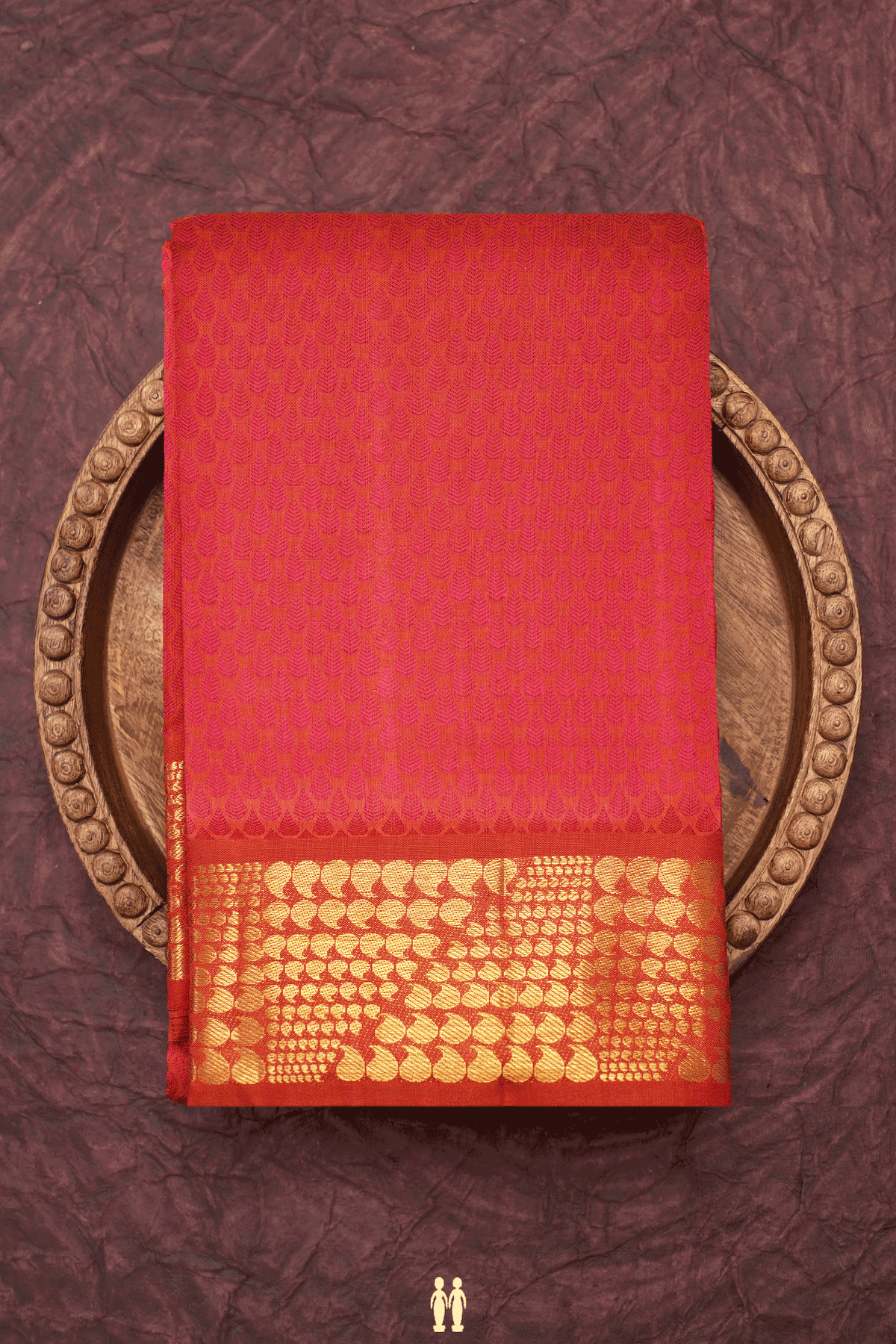 Rain Drop Buttas Crimson Red Kanchipuram Silk Saree