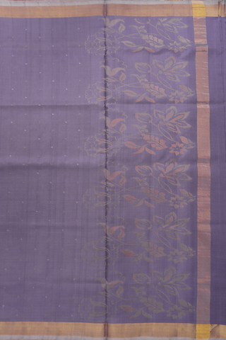 Uppada Silk Saree In Greyish Blue With Zari Buttis