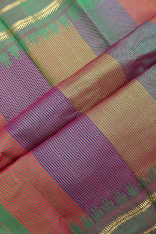 Checks Design White And Brown Gadwal Silk Cotton Saree