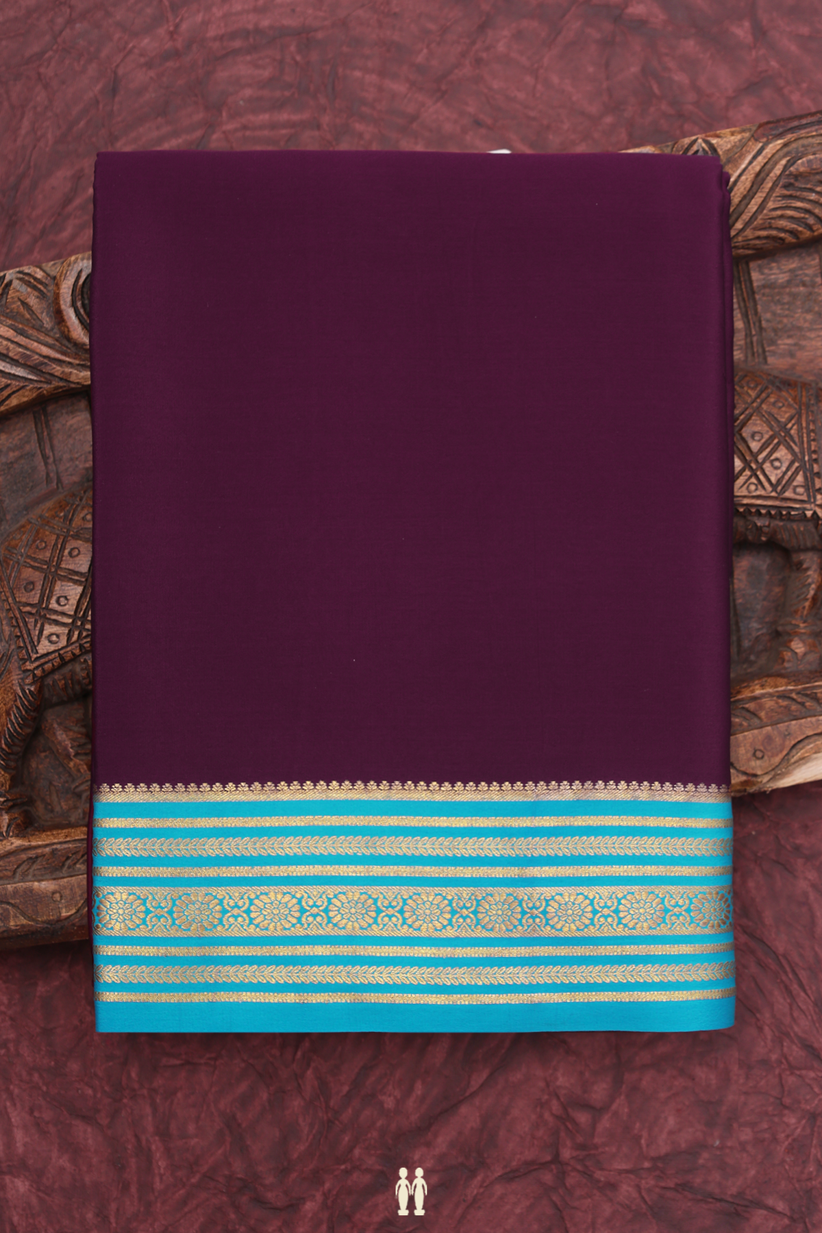 Mysore Silk Saree In Plum Purple With Stripes Border