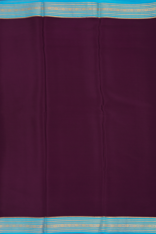 Mysore Silk Saree In Plum Purple With Stripes Border