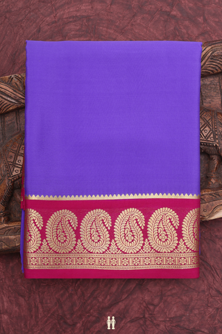 Mysore Silk Saree In Violet With Paisley Border