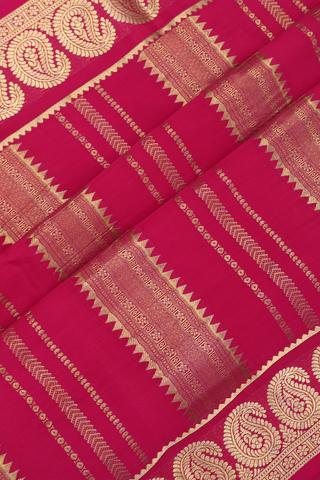 Mysore Silk Saree In Violet With Paisley Border