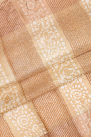 Tussar Silk Saree In Light Brown With Floral Printed Design