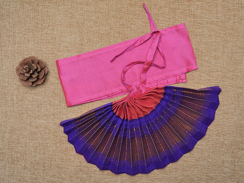 Zari Border Pink And Purple Silk Amman Pavadai Set