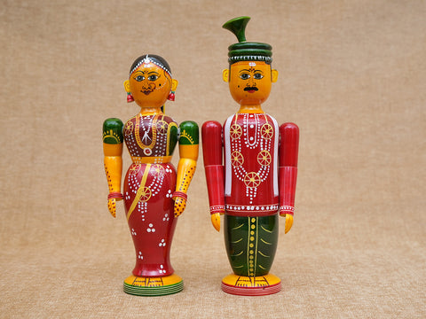 Traditional Indian Men And Women Couple Wooden Handicraft Toy