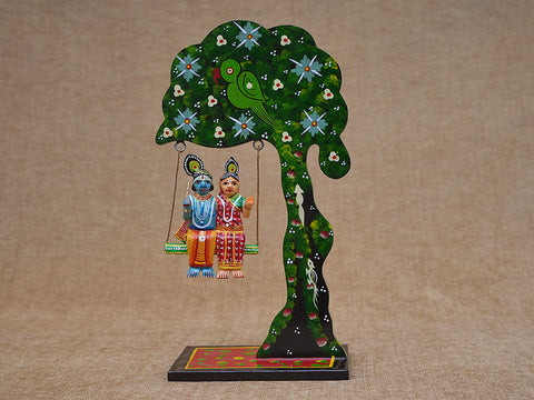 Multicolor Wooden Decorative Radha Krishna Show Piece