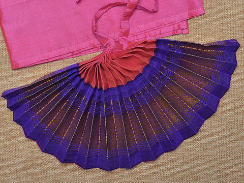 Zari Border Pink And Purple Silk Amman Pavadai Set