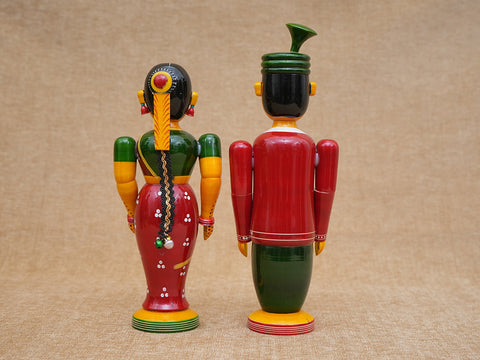 Traditional Indian Men And Women Couple Wooden Handicraft Toy