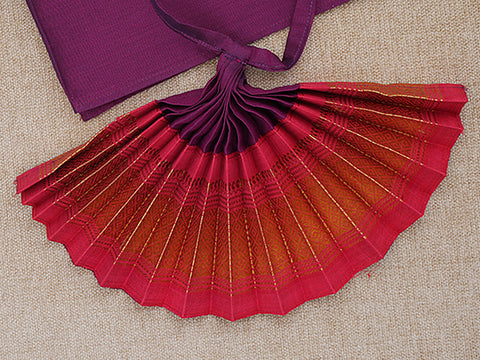 Zari Border Berry Purple And Red Silk Amman Pavadai Set