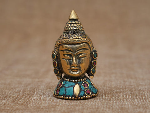 Mini Buddha Face Brass Statue