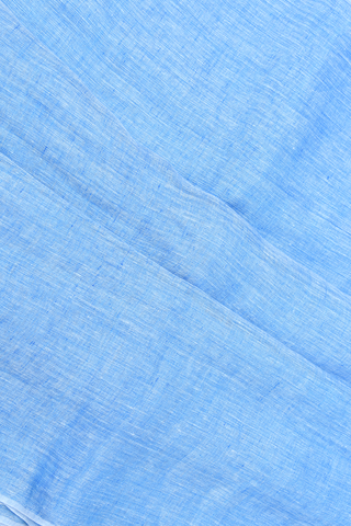 Plain Pastel Blue Semi Linen Saree