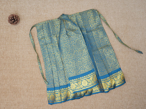 Jacquard Design Teal Blue Semi Silk Amman Pavadai Set