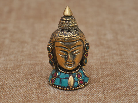 Mini Buddha Face Brass Statue