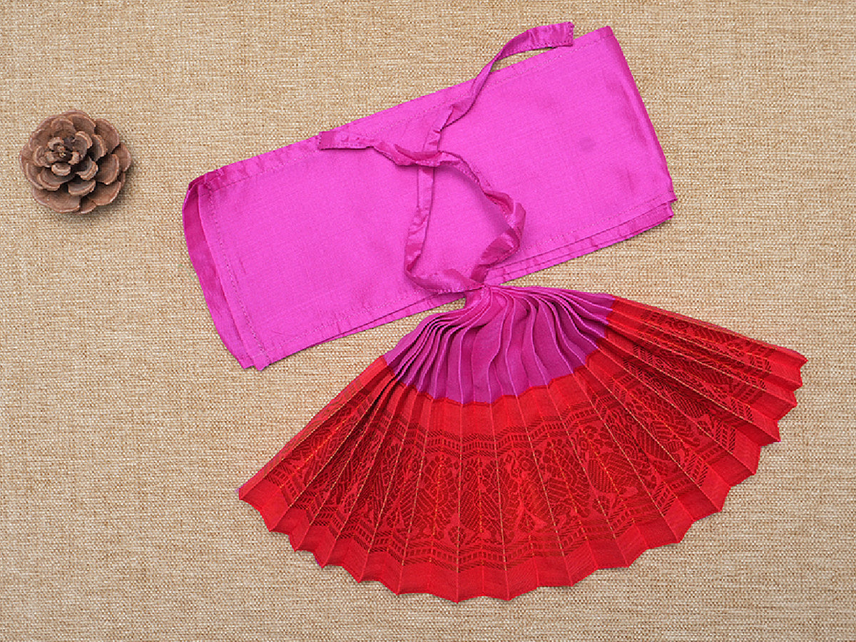 Zari Border Magenta And Red Silk Amman Pavadai Set