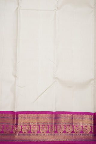 Contrast Korvai Zari Border Plain Off White Kanchipuram Silk Saree