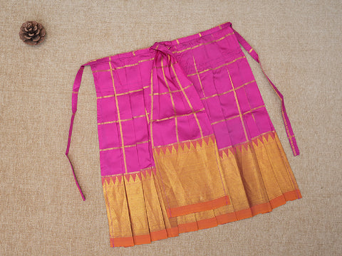 Zari Checked Magenta Silk Amman Pavadai Set