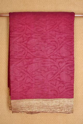 Crushed Border Maroon Raw Silk Saree