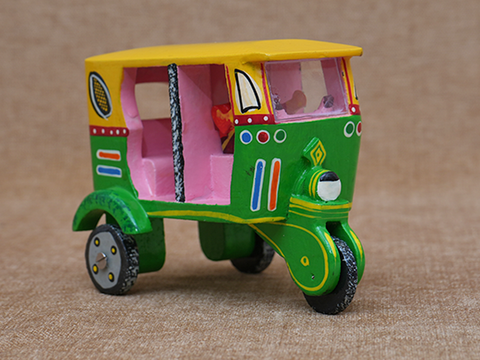 Small Size Handicrafted Wooden Multicolor Auto