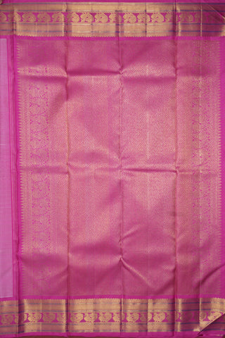 Contrast Korvai Zari Border Plain Off White Kanchipuram Silk Saree