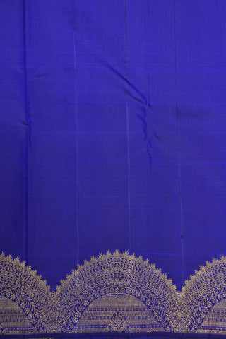 Half Circle Turning Border With Paisley Buttis Navy Blue Kanchipuram Silk Saree