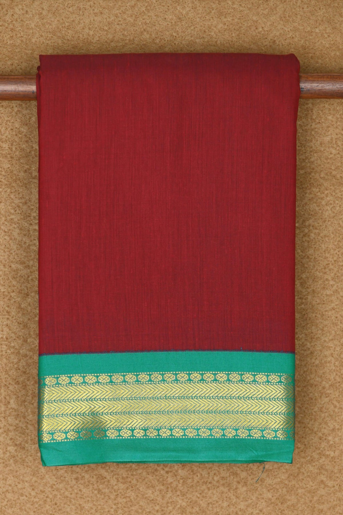 Contrast Zari Border In Plain Maroon Apoorva Cotton Saree