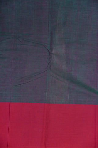 Contrast Big Border Temple Motif Blue Purple Coimbatore Cotton Saree