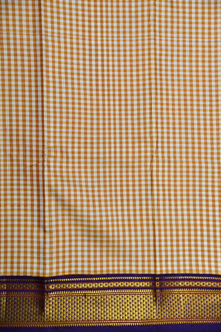 Arai Madam Contrast Border With Checks Cream And Beige Kanchipuram Silk Saree