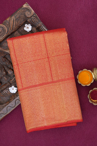 Diamond Border In Tissue Brocade Crimson Red Kanchipuram Silk Saree