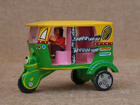 Small Size Handicrafted Wooden Multicolor Auto