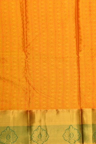 Contrast Zari Border With Self Jacquard Buttis Orange Kanchipuram Silk Saree