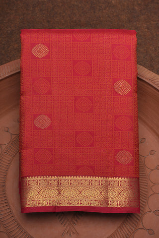 Threadwork And Floral Motif Ruby Red Kanchipuram Silk Saree