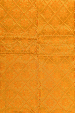 Contrast Zari Border With Self Jacquard Buttis Orange Kanchipuram Silk Saree