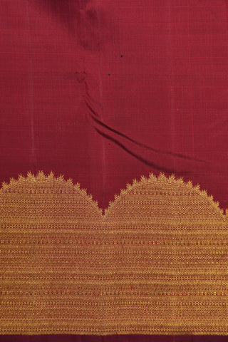 Half Circle Turning Big Border With Paisley Buttis Burgundy Maroon Kanchipuram Silk Saree