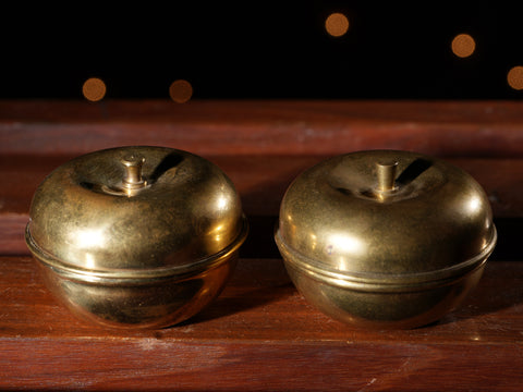 Set Of 2 Traditional Brass Manjal Kumkumam Chimizh