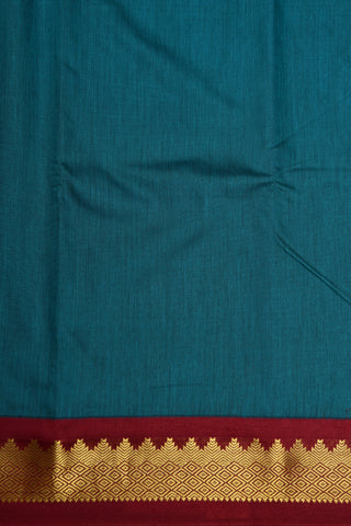 Contrast Zari Border In Plain Teal Blue Apoorva Silk Saree