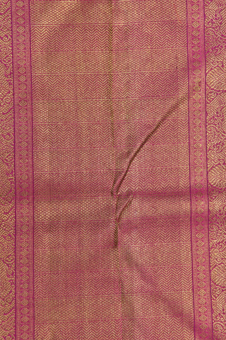 Jacquard Annam Butta Ganga Jamuna Border Olive Green Kanchipuram Silk Saree