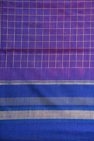 Contrast Big Border With Zari Checks Hot Pink Raw Silk Saree