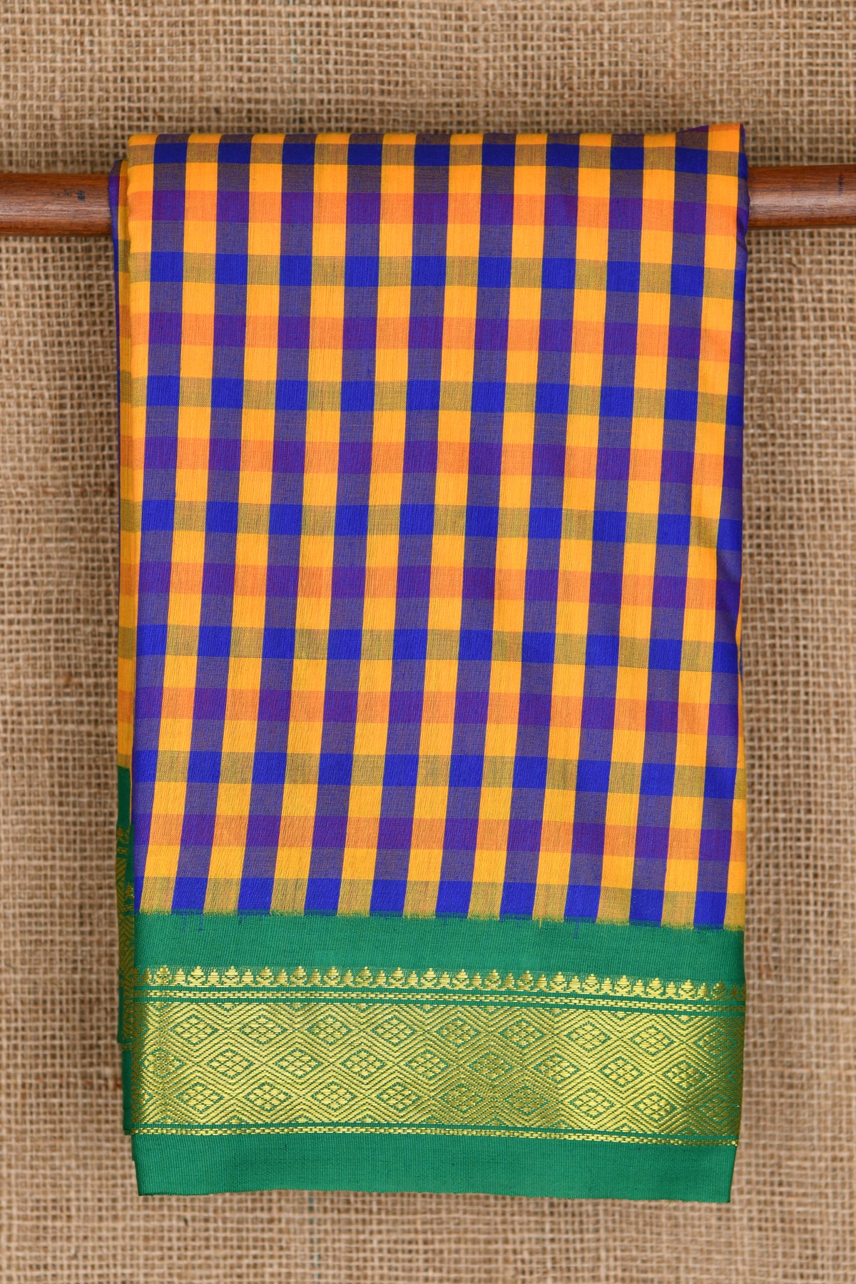 Daimond Border With Multicolor Checks Apoorva Silk Saree