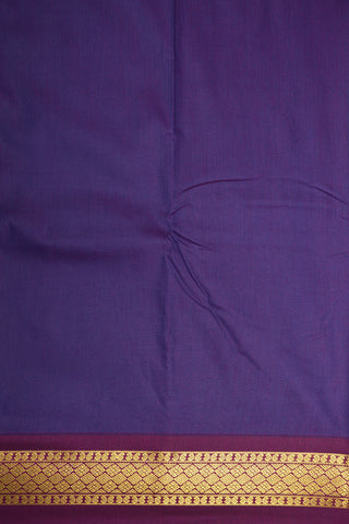 Floral Zari Border In Plain Violet Apoorva Cotton Saree