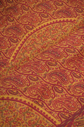 Allover Paisley Design Ginger Orange Printed Silk Saree