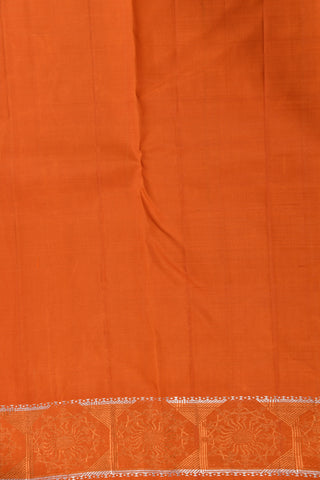 Warli Art Pattern Ochre Orange Kanchipuram Silk Saree