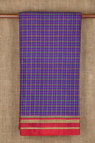 Rudraksh Border With Checks Purple Nine Yards Cotton Saree