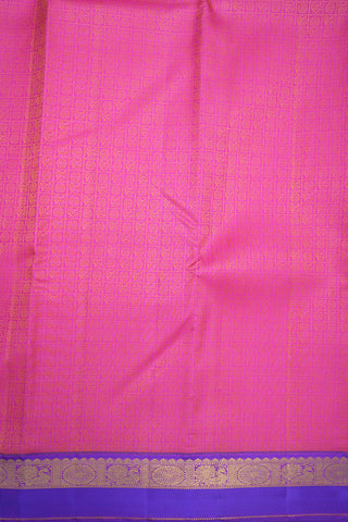 Floral Peacock Checked Magenta Kanchipuram Silk Saree