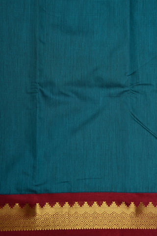 Contrast Zari Border In Plain Teal Blue Apoorva Silk Saree