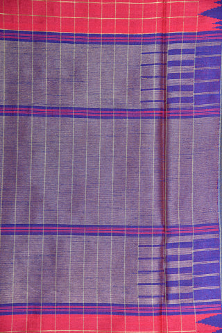 Contrast Big Border With Zari Checks Hot Pink Raw Silk Saree