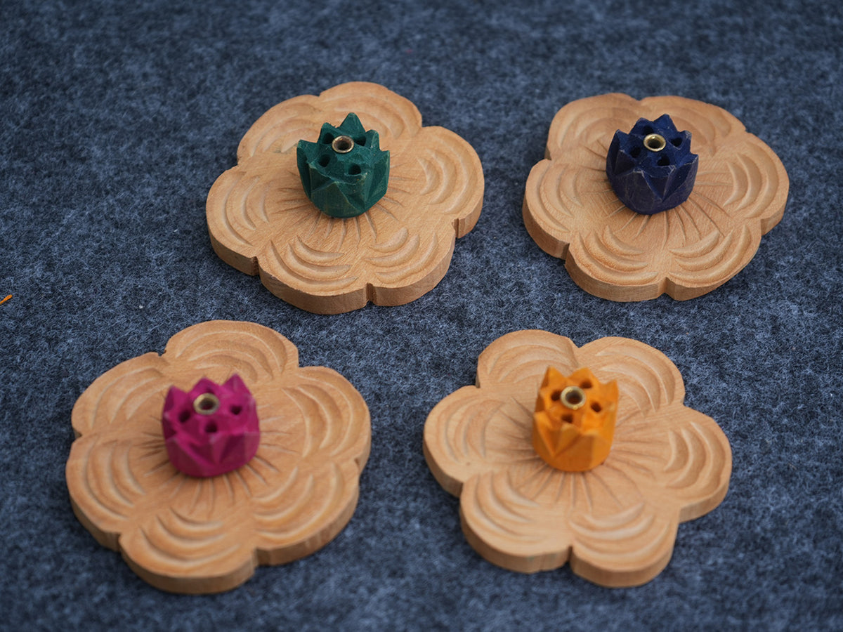 Set Of 4 Multicolor Wooden Agar Batti Stand