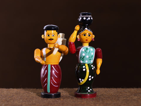 Handicraft Wooden Indian Farmer Couple